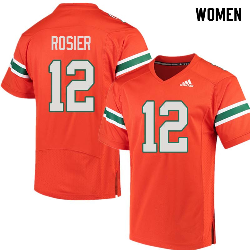 Women Miami Hurricanes #12 Malik Rosier College Football Jerseys Sale-Orange - Click Image to Close